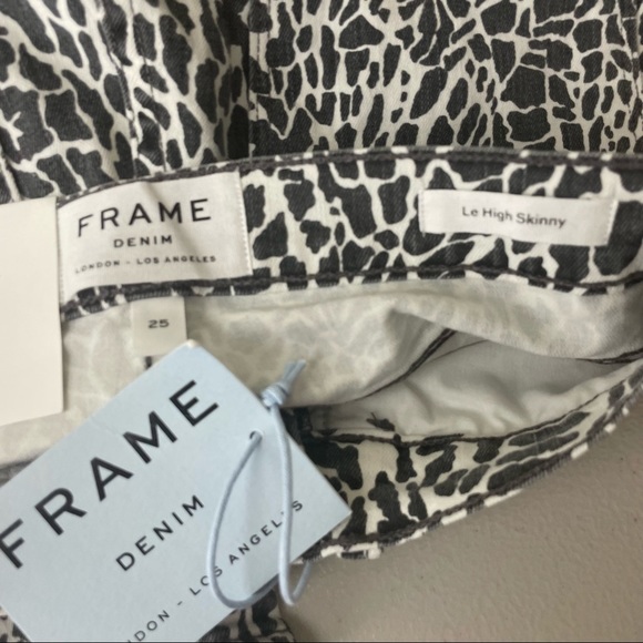 FRAME DENIM NWT LE HIGH SKINNY ABSTRACT ANIMAL PRINT HIGH RISE JEANS BLACK WHITE - Picture 8 of 11